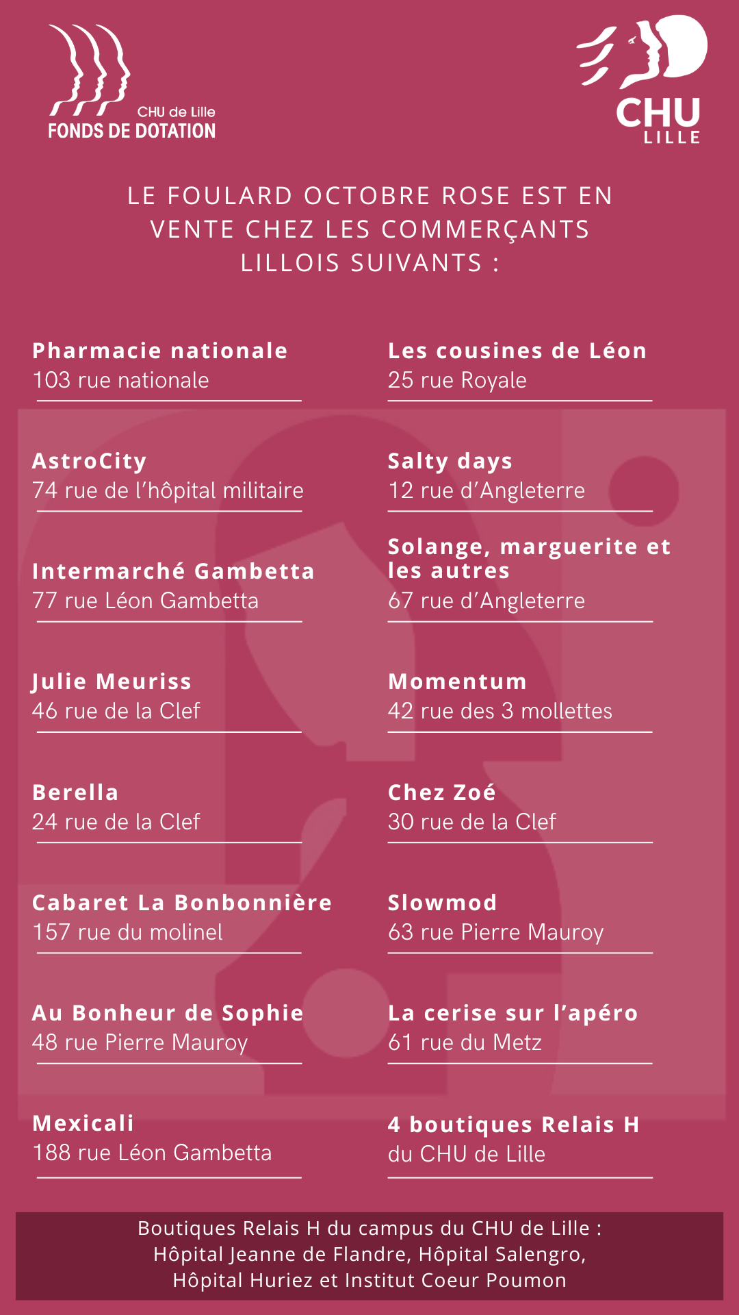 Liste des commerçants Octobre Rose