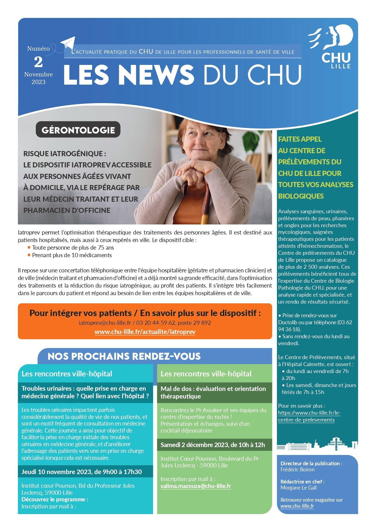 CHU de Lille - Newsletter professionnels de ville n°2 - Octobre 23