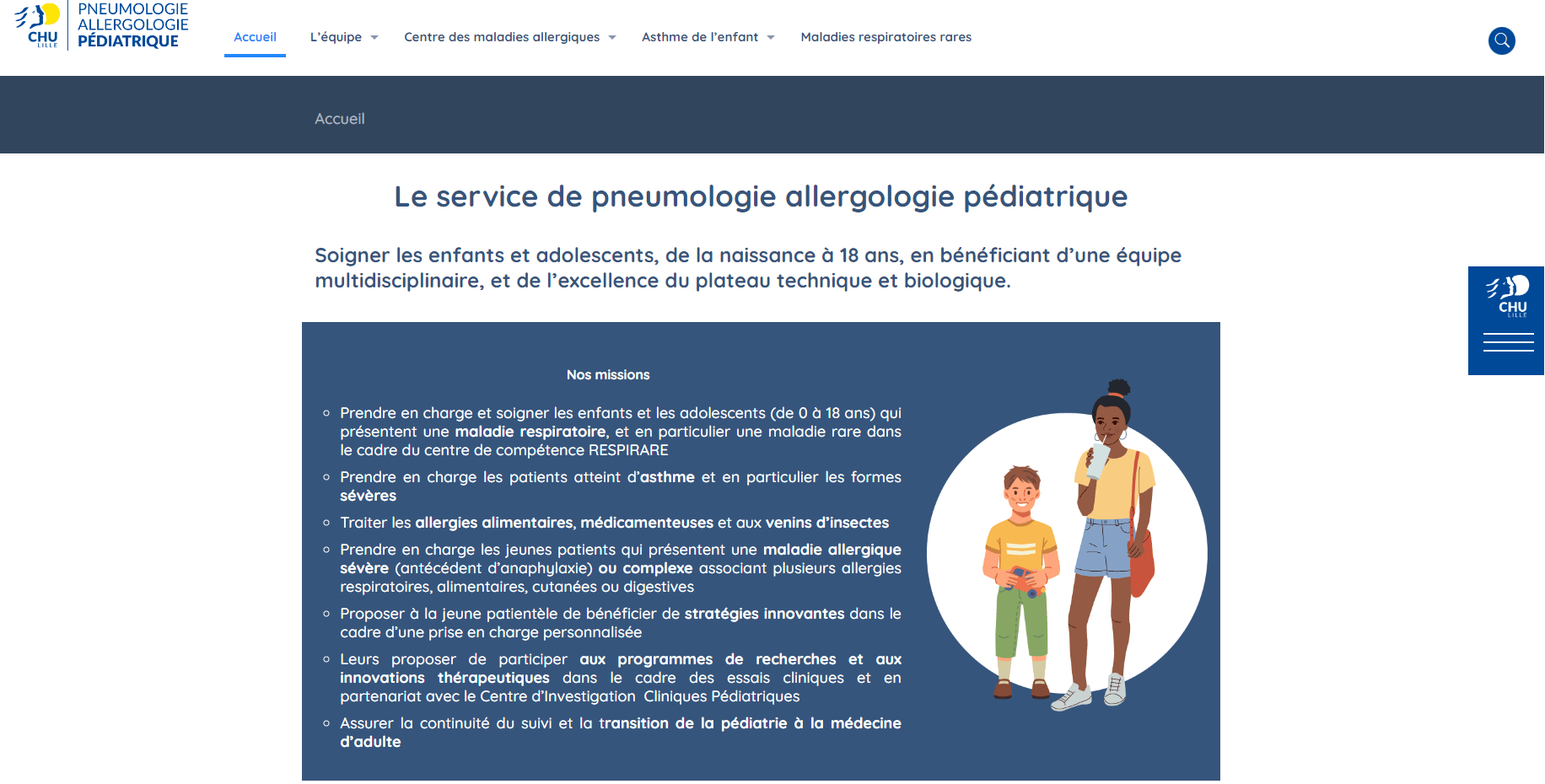 Le site web du service de pneumologie et allergologie pédiatrique