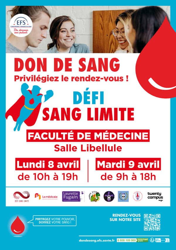 actualité don du sang lundi 8 et 9 avril 2024